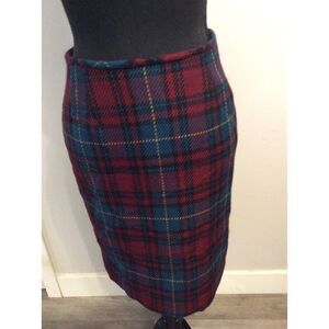 Vintage Kasper Company 100% Wool Skirt Plaid Petite 8P